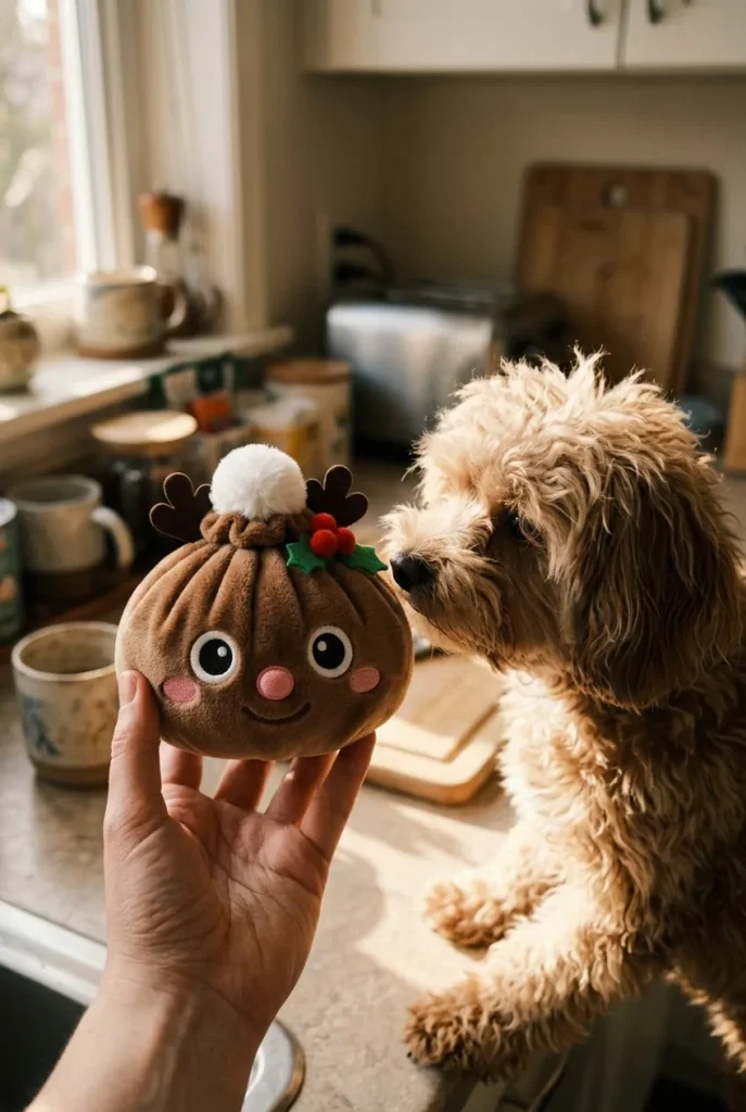 Reindeer Christmas Dumpling Squishy with a plush friend