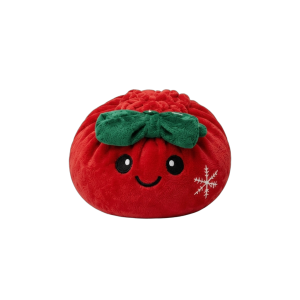 Christmas Festive Ribbon Dumpling Squishy Plush being squeezed, soft slow-rise foam