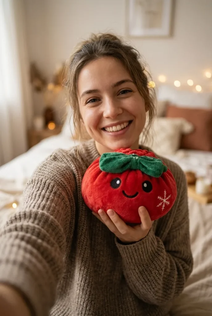 Christmas Festive Ribbon Dumpling Squishy Plush in everyday life