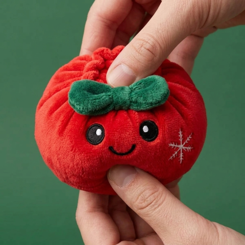 Christmas Festive Ribbon Dumpling Squishy Plush — slow-rise effect, the foam springs back slowly