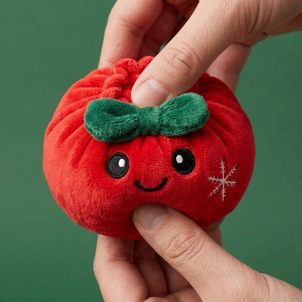 Christmas Festive Ribbon Dumpling Squishy Plush — slow-rise effect, the foam springs back slowly