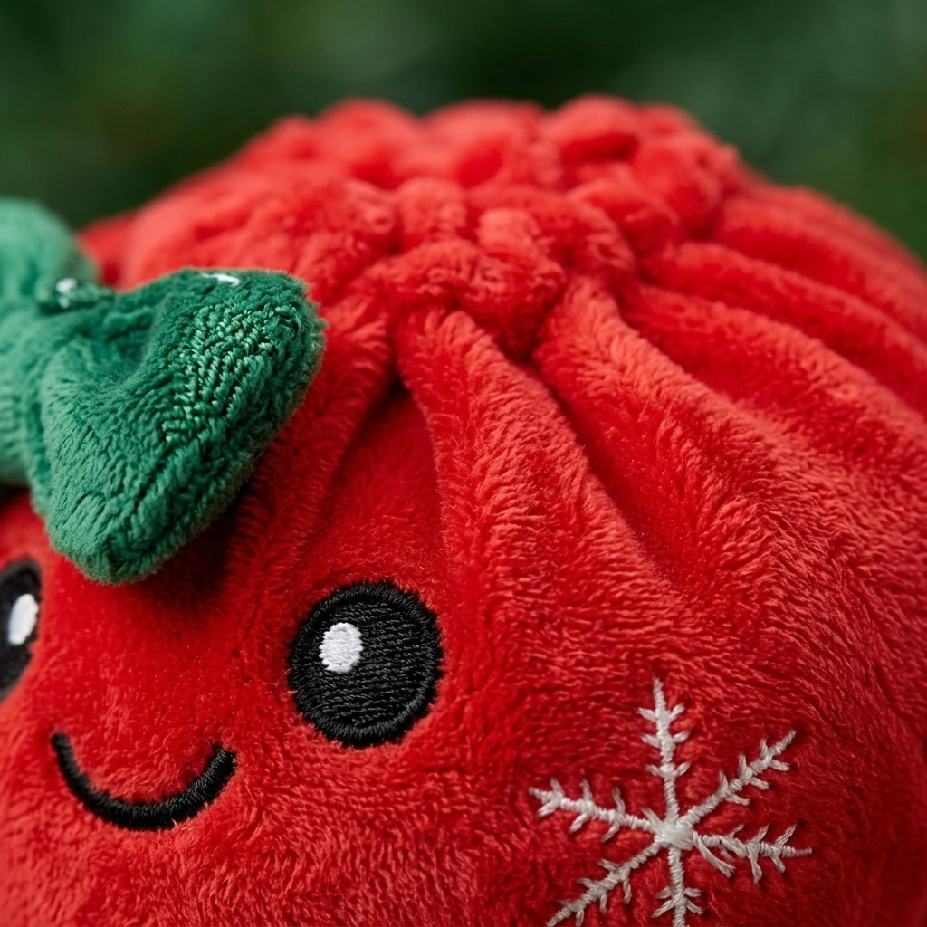 Christmas Festive Ribbon Dumpling Squishy Plush — close-up of the texture