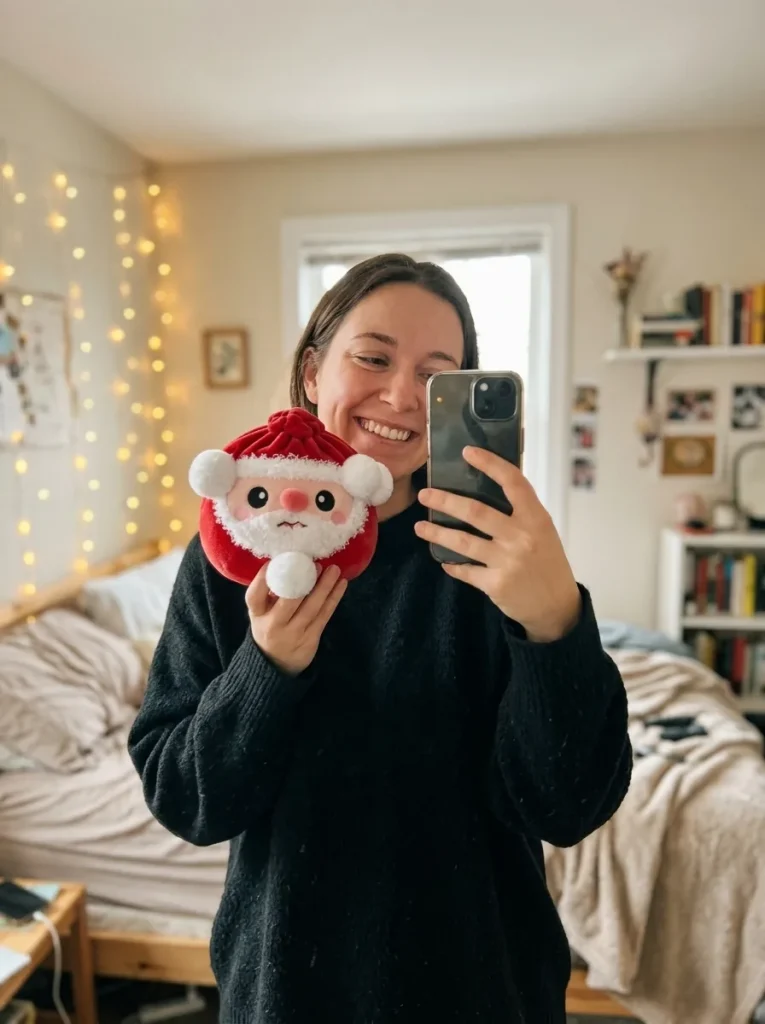 Santa Dumpling Squishy Plush in everyday life