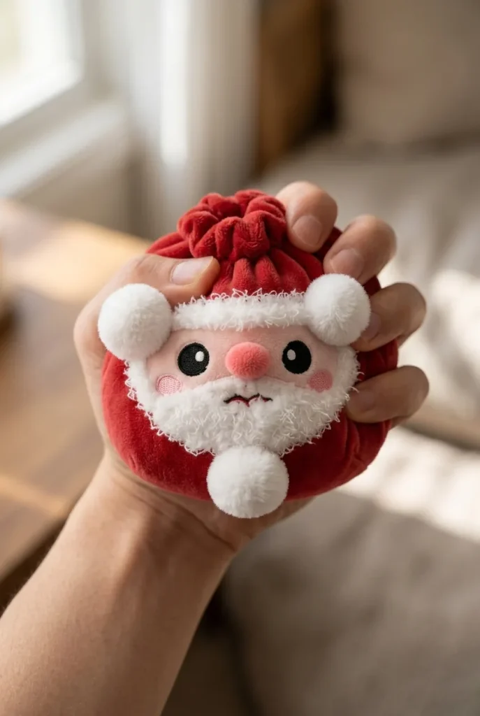 Santa Dumpling Squishy Plush mid-squish