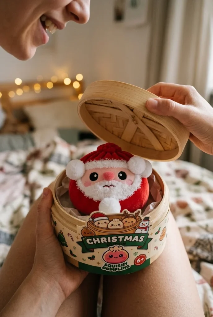 Santa Dumpling Squishy Plush unboxing moment