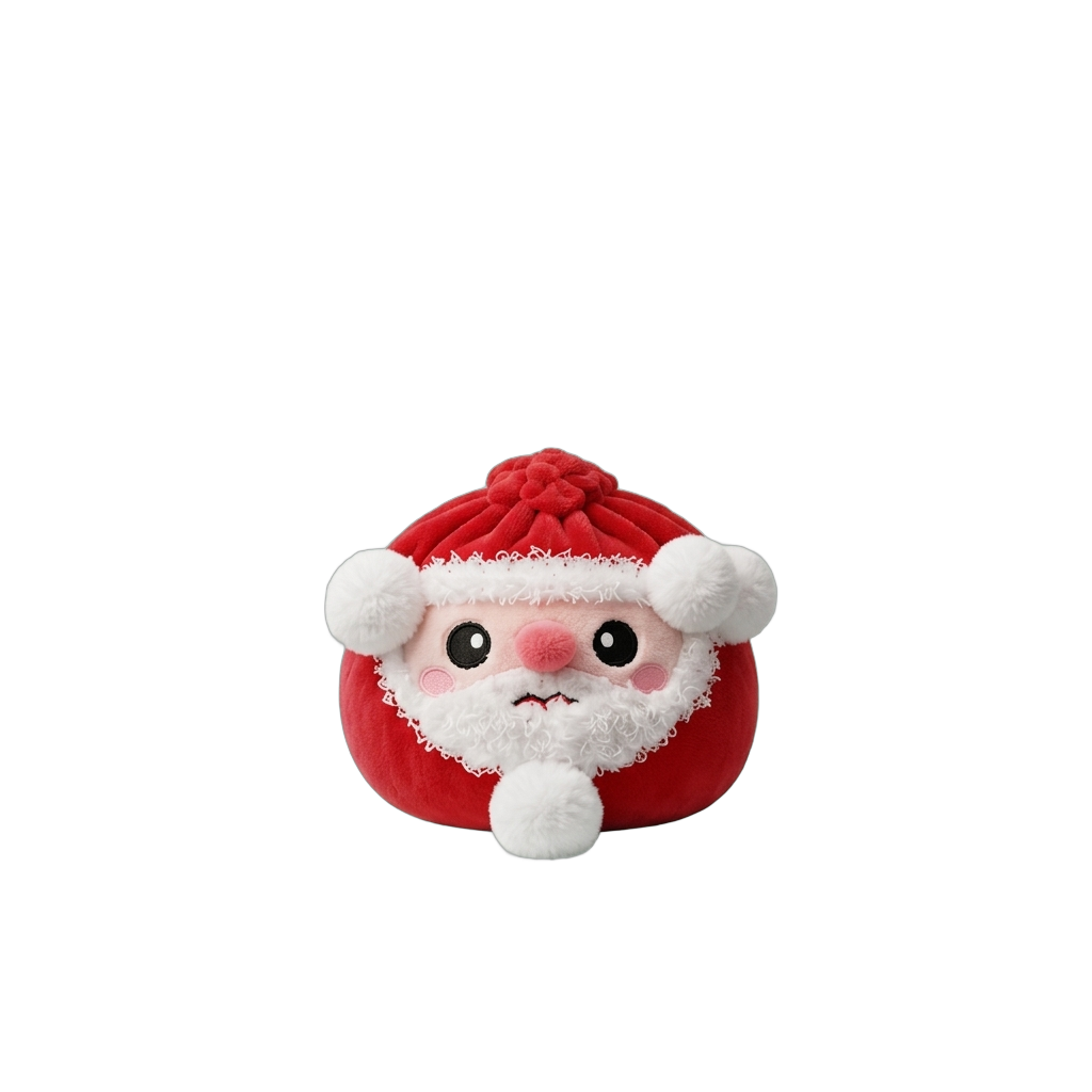 Santa Dumpling Squishy Plush being squeezed, soft slow-rise foam