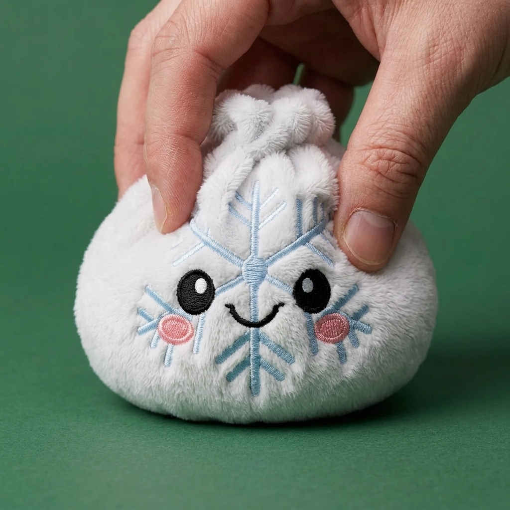 Winter Snowflake Dumpling Squishy Plush — slow-rise effect, the foam springs back slowly