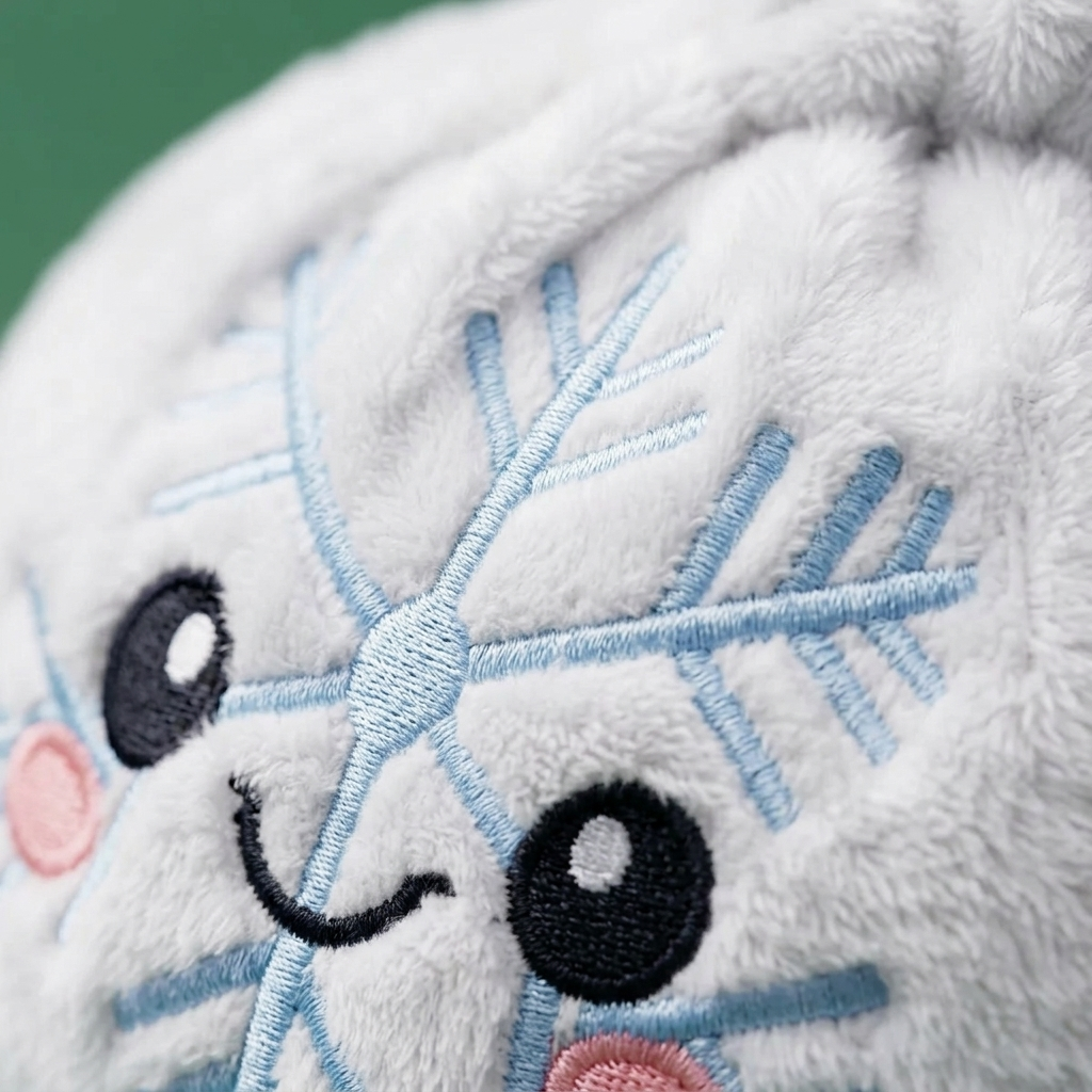 Winter Snowflake Dumpling Squishy Plush — close-up of the texture