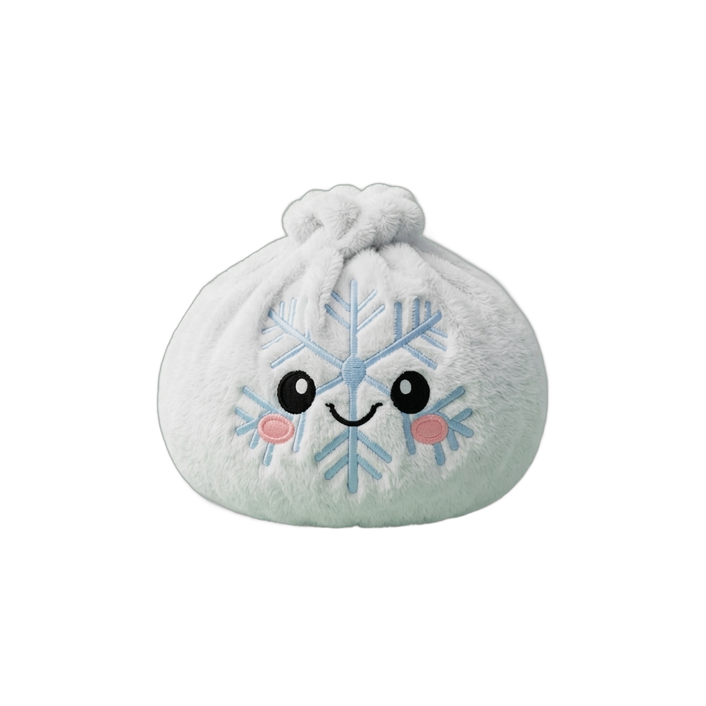 Winter Snowflake Dumpling Squishy Plush being squeezed, soft slow-rise foam