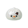 Glitter Snowman Dumpling Squishy being squeezed, soft slow-rise foam