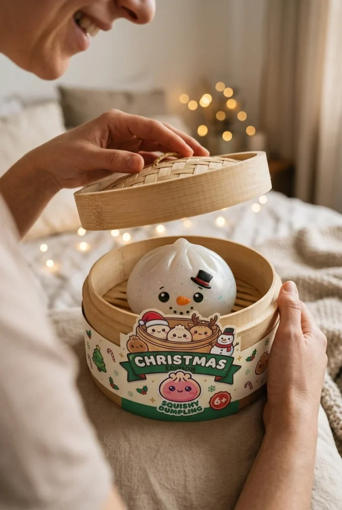 Glitter Snowman Dumpling Squishy unboxing moment