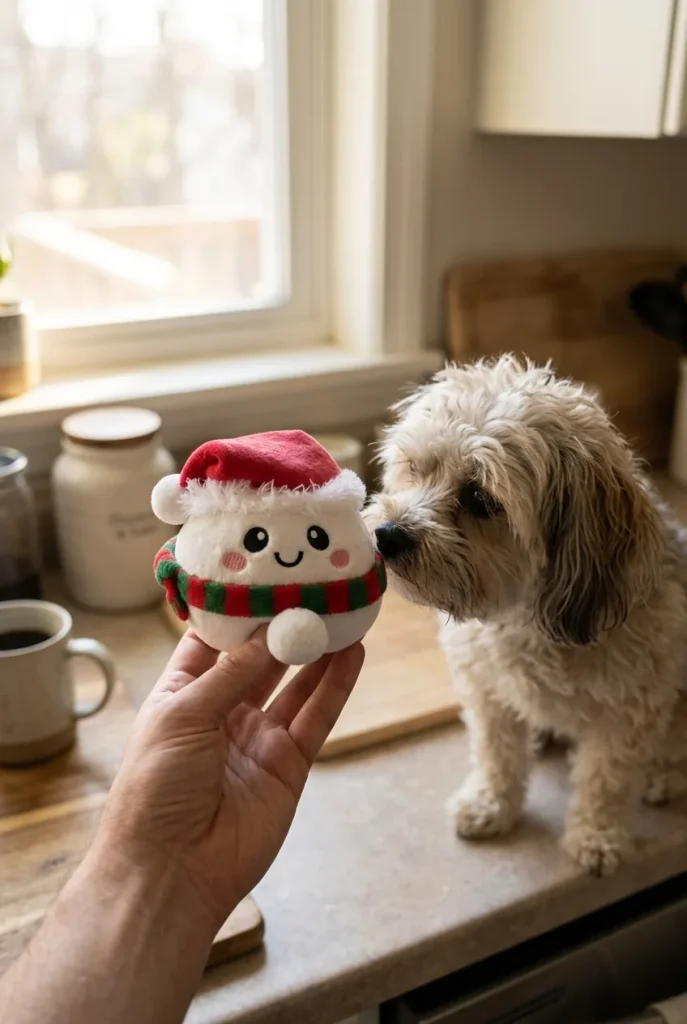Snowman Dumpling Squishy Plush with a plush friend