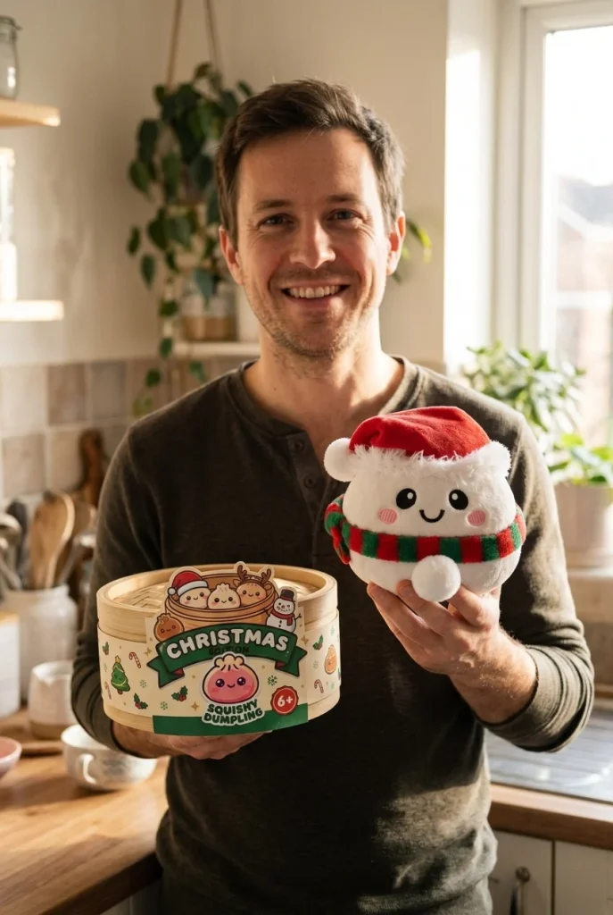 Snowman Dumpling Squishy Plush with its box