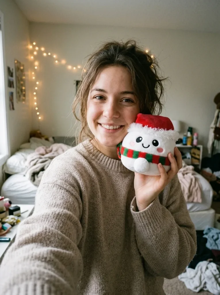 Snowman Dumpling Squishy Plush in everyday life
