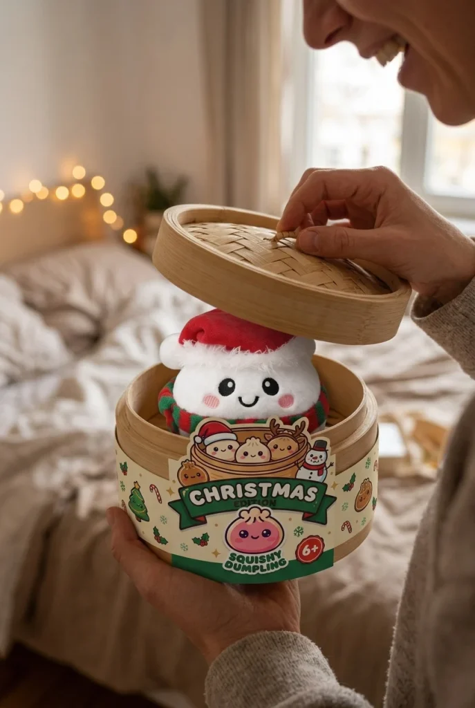 Snowman Dumpling Squishy Plush unboxing moment