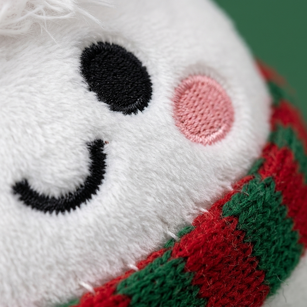 Snowman Dumpling Squishy Plush — close-up of the texture