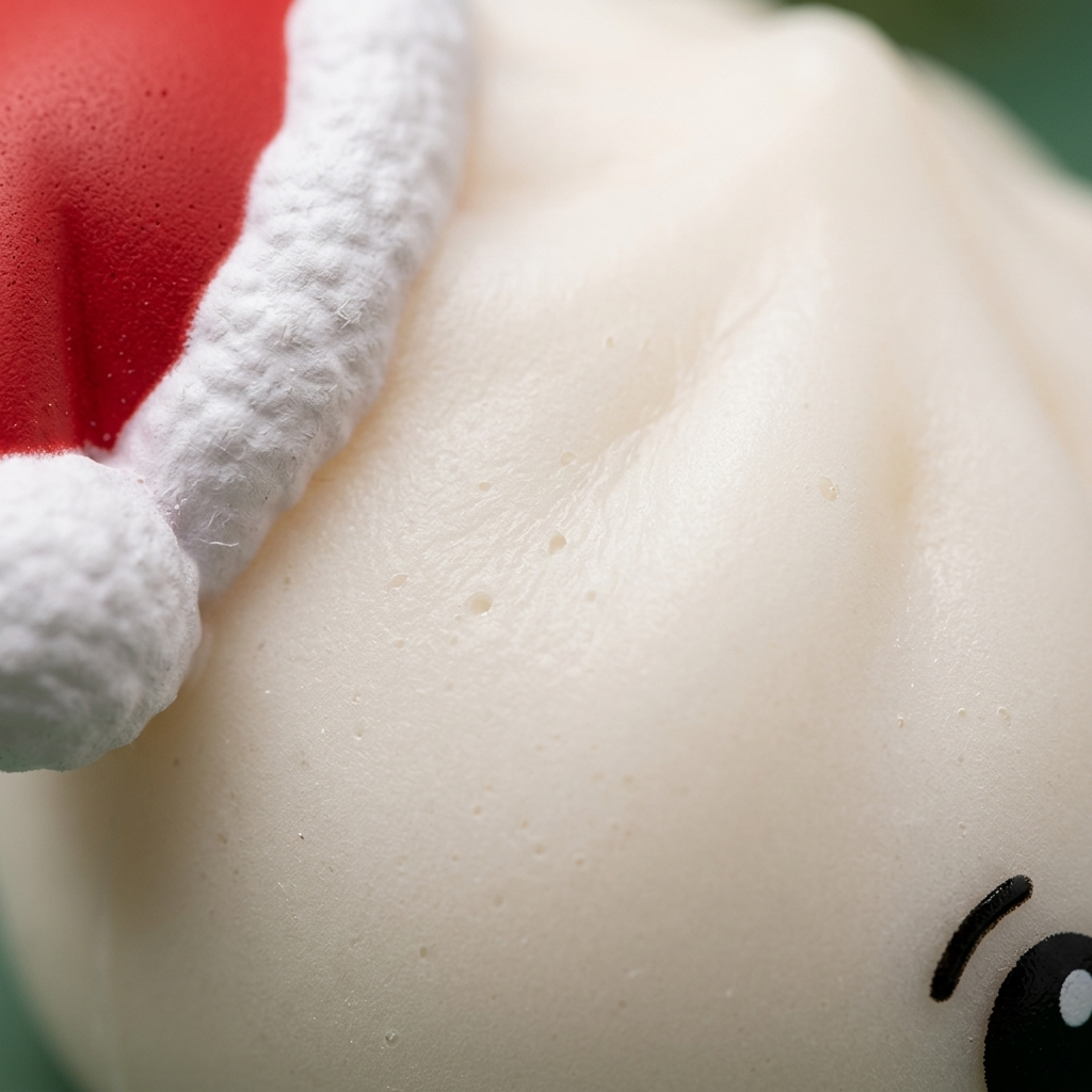 White Christmas Hat Dumpling Squishy — close-up of the texture