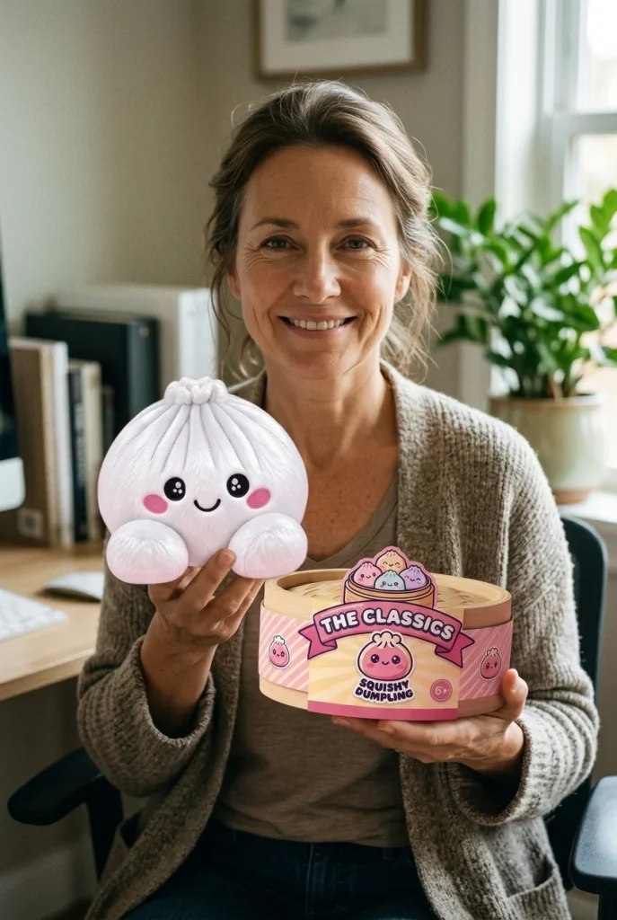 Marshmallow White Dumpling Squishy Plush with its box