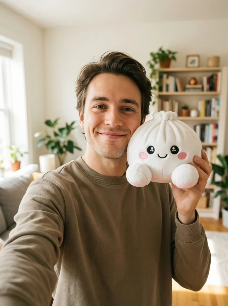 Marshmallow White Dumpling Squishy Plush in everyday life