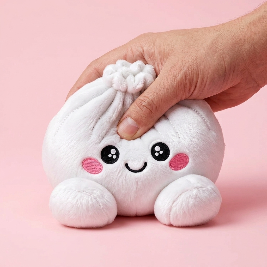 Marshmallow White Dumpling Squishy Plush — slow-rise effect, the foam springs back slowly