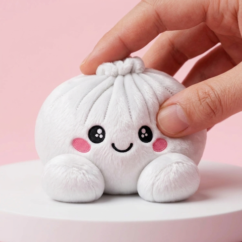 Marshmallow White Dumpling Squishy Plush being squeezed, soft slow-rise foam