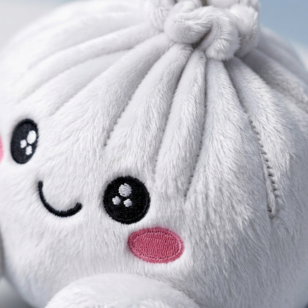 Marshmallow White Dumpling Squishy Plush — close-up of the texture