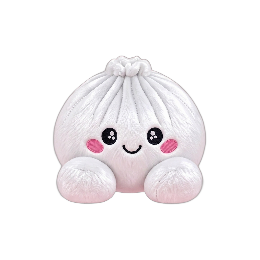 Marshmallow White Dumpling Squishy Plush being squeezed, soft slow-rise foam