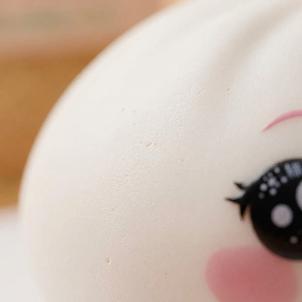 White Wink Dumpling Squishy — close-up of the texture