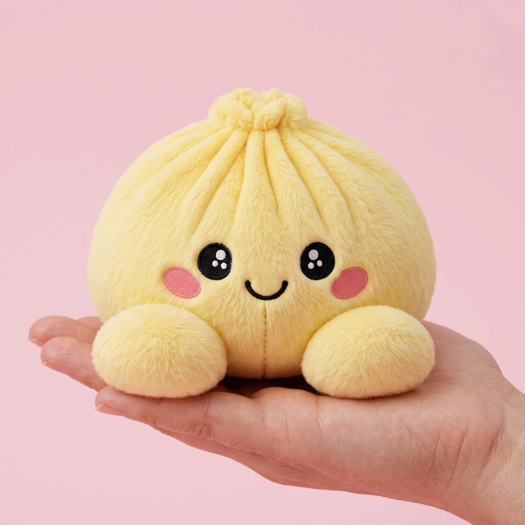 Lemon Yellow Dumpling Squishy held in hand, actual size